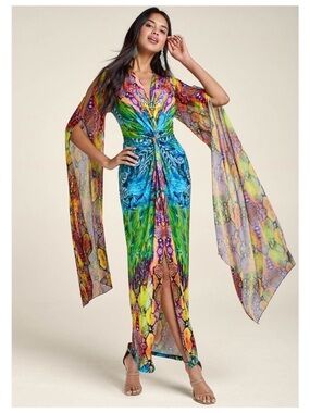 NWOT VENUS Tropical Print Dress with Fun Sleeves